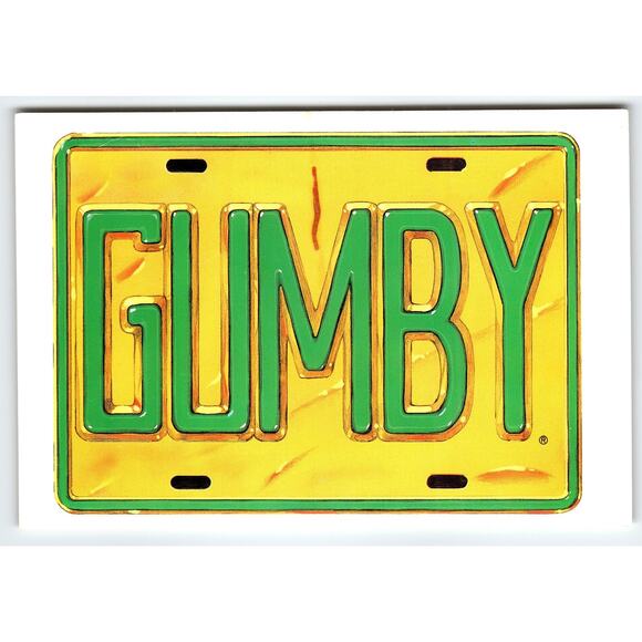 Vintage 1986 Gumby License Plate Postcard by Art Clokey - Picture 1 of 2